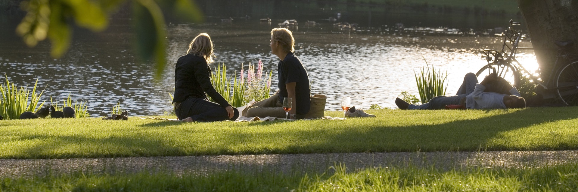 Picnic in Vondelpark in afternoon light.