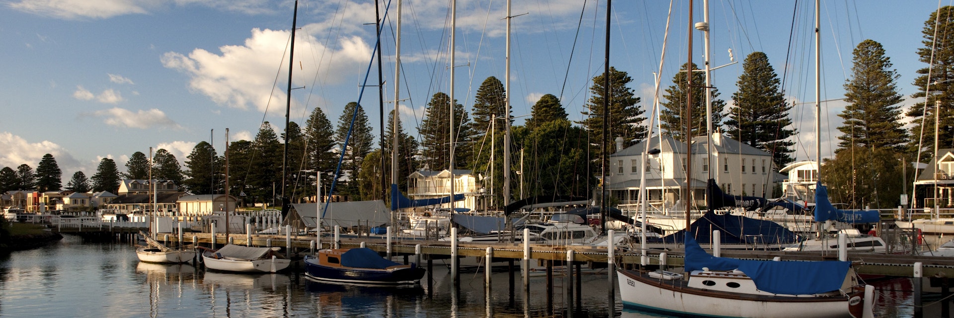 Yachts moored in Port Fairy’s historic marina.
