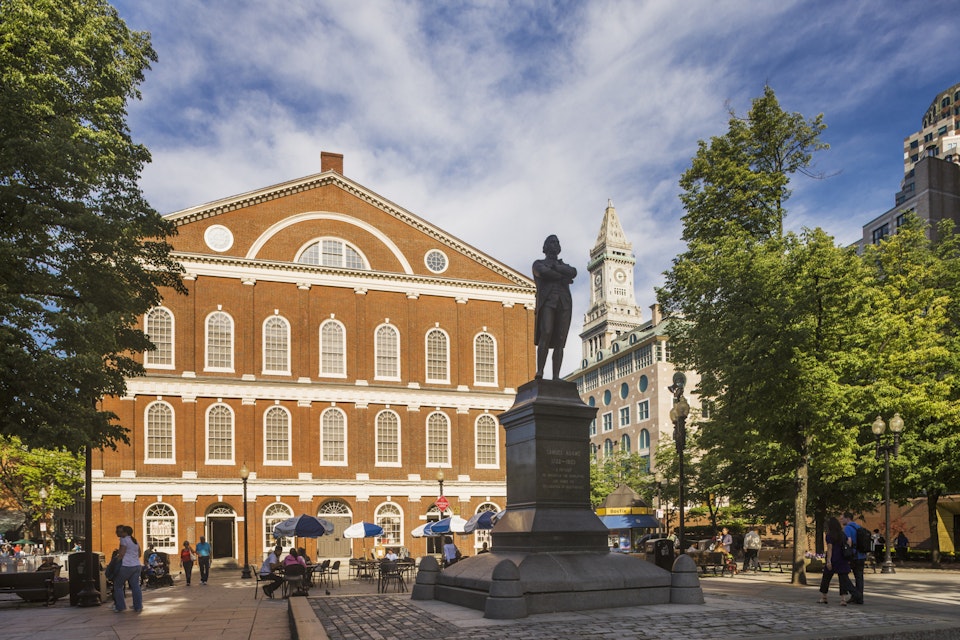 Faneuil Hall and the statue of Samuel Adams