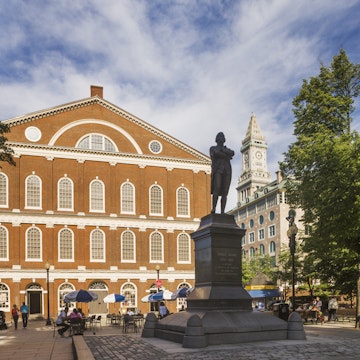 Faneuil Hall and the statue of Samuel Adams