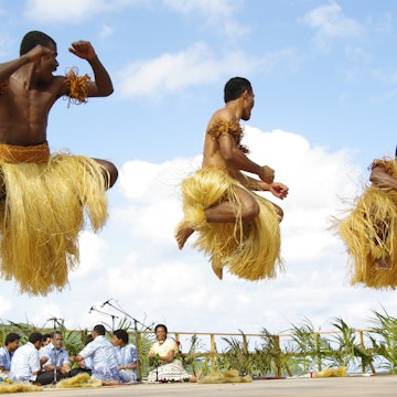 Fijian dancers at 10th Festival of Pacific Arts.