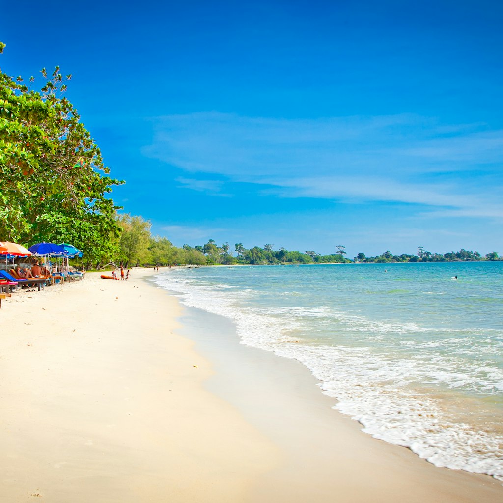 Beautiful tropical Independence beach in Sihanoukville, Cambodia .; Shutterstock ID 174307274; Your name (First / Last): Josh Vogel; GL account no.: 56530; Netsuite department name: Online Design; Full Product or Project name including edition: Digital Content/Sights