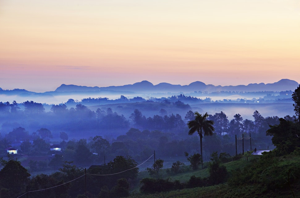 The Valle de Viñales is surrounded by the Cordillera de Guaniguanico mountains. The towering limestone mogotes are the remains of a plateau that was once entirely below sea level.