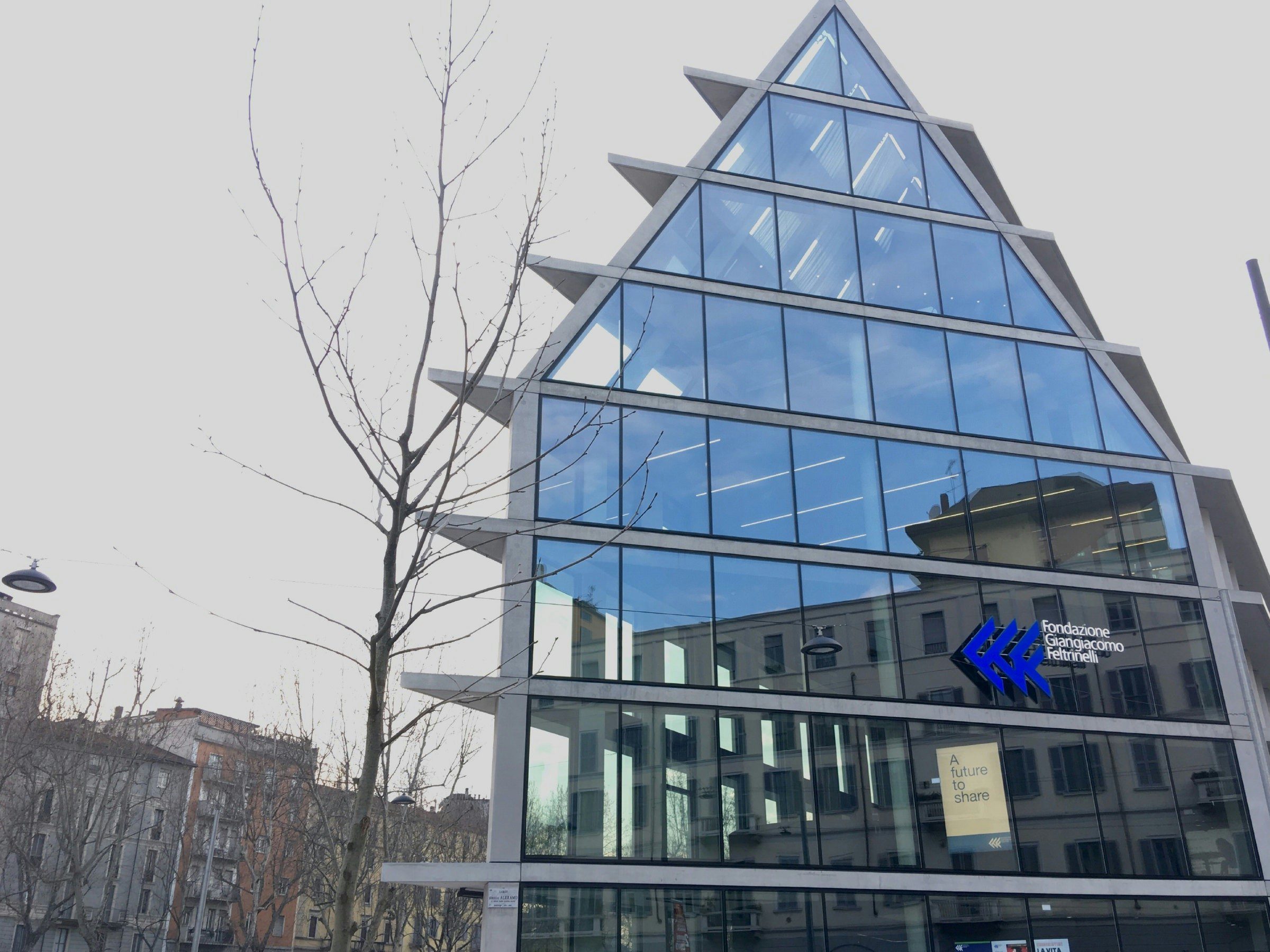 Close-up of the Fondazione Feltrinelli building