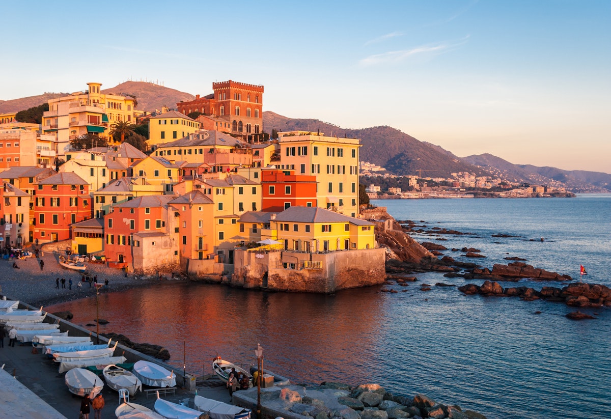 Boccadasse, a small sea district of Genoa, during the golden hour; Shutterstock ID 755753164; Your name (First / Last): Anna Tyler; GL account no.: 65050; Netsuite department name: Online Editorial; Full Product or Project name including edition: destination-image-southern-europe