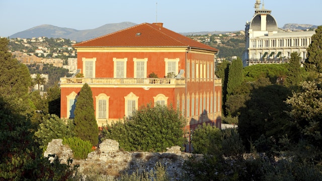 France, Alpes Maritimes, Nice, district of Cimiez Hill, museums and archaeological sites, thermal baths of the ancient Roman city of Cemenelum, Matisse museum in the background