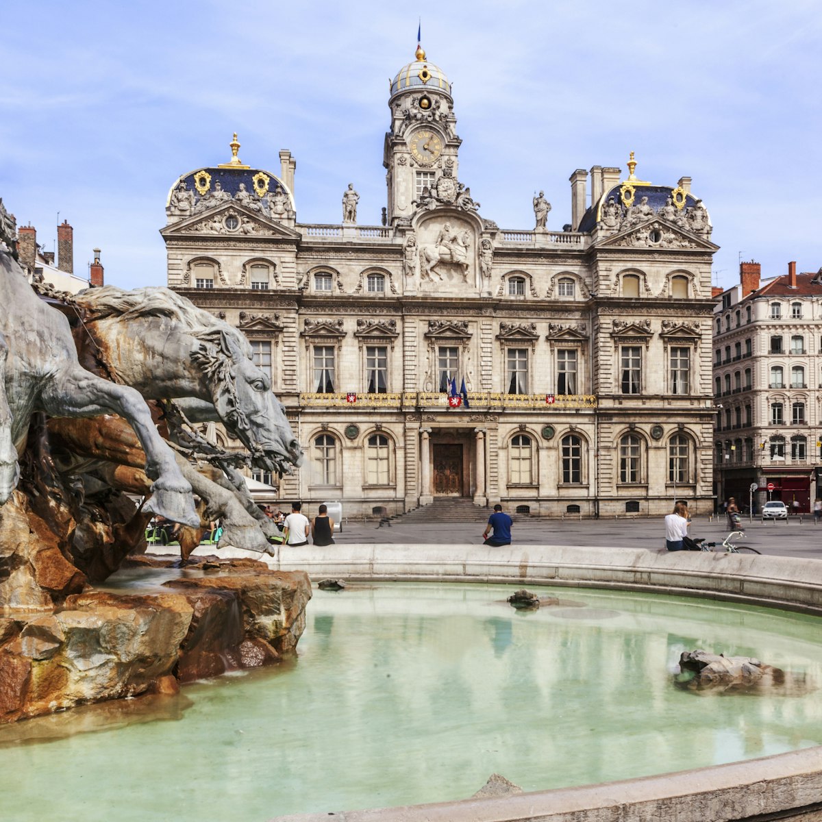 The Terreaux square with fountain in Lyon city, France; Shutterstock ID 281818262; Your name (First / Last): Daniel Fahey; GL account no.: 65050; Netsuite department name: Online Editorial; Full Product or Project name including edition: Lyon BiT
