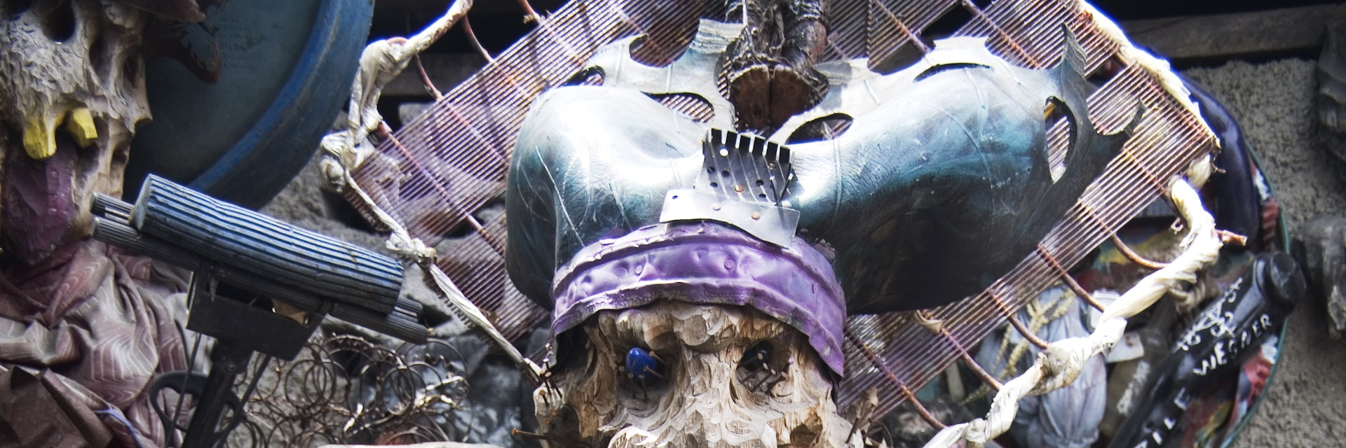 Junkyard sculpture on Grand Rue.