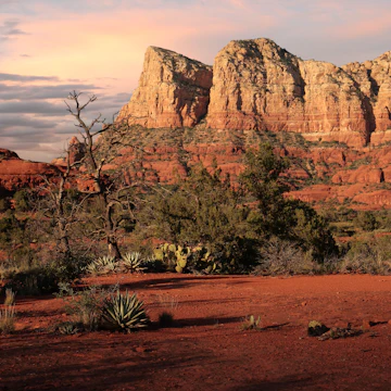 Red sandstone found in Sedona radiates in setting sun.