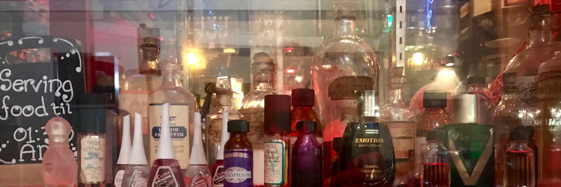 The vintage cosmetic display at Arthur Mayne