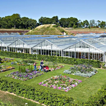 FRANCE - JULY 17: The hanging gardens in Le Havre, Seine Maritime, France - The greenhouses of the hanging gardens developped in ancient fort on the heights of the city. (Photo by Xavier TESTELIN/Gamma-Rapho via Getty Images)
