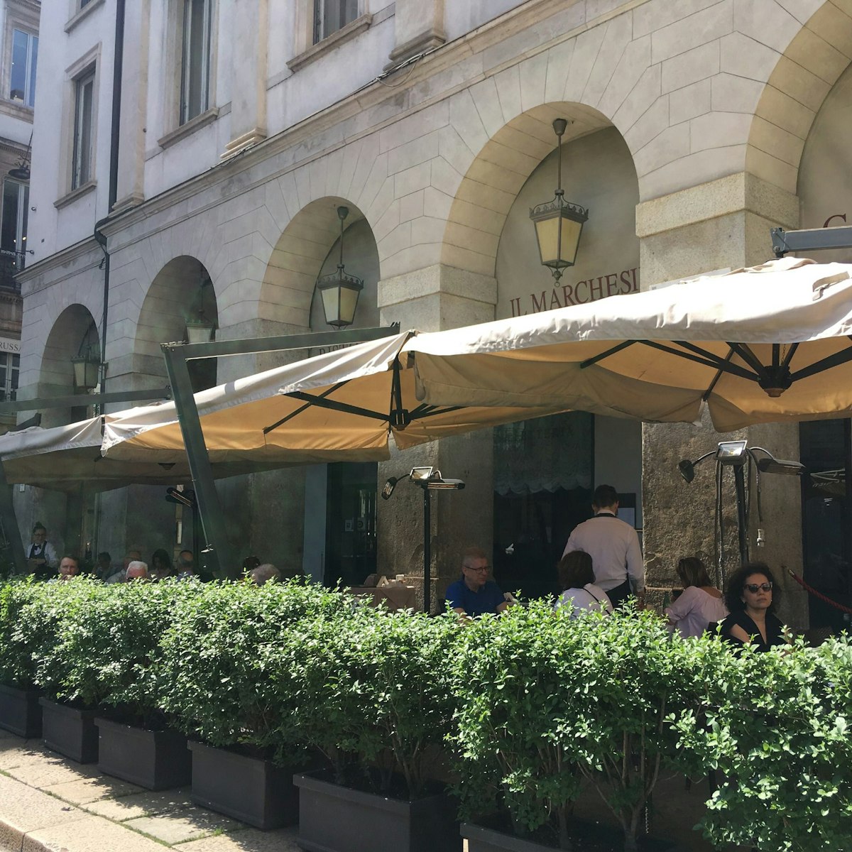 Diners outside the Il Marchesino restaurant.