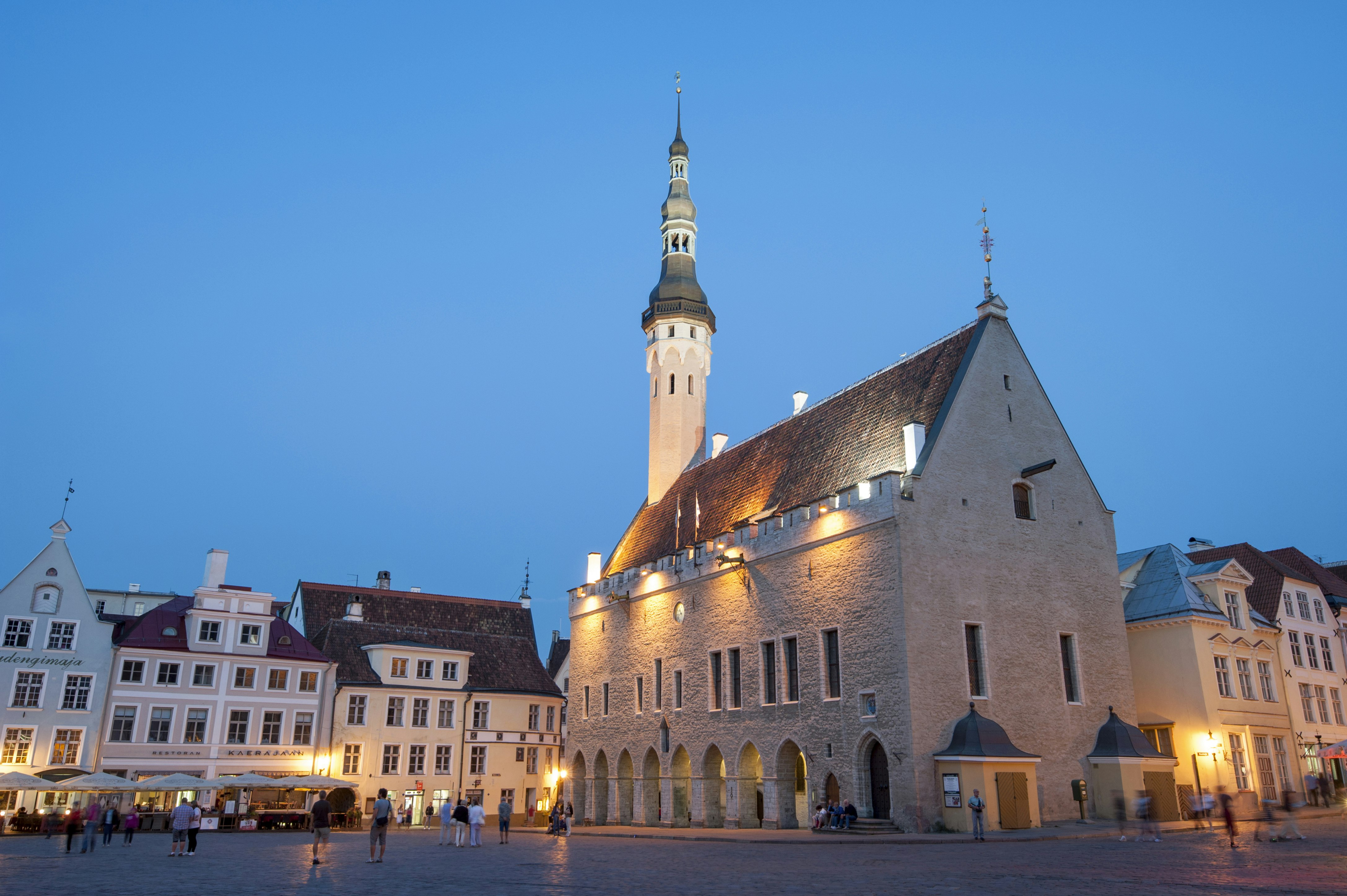 Tallinn Town Hall at dusk