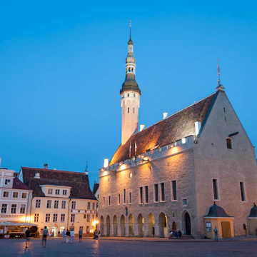 Tallinn Town Hall at dusk