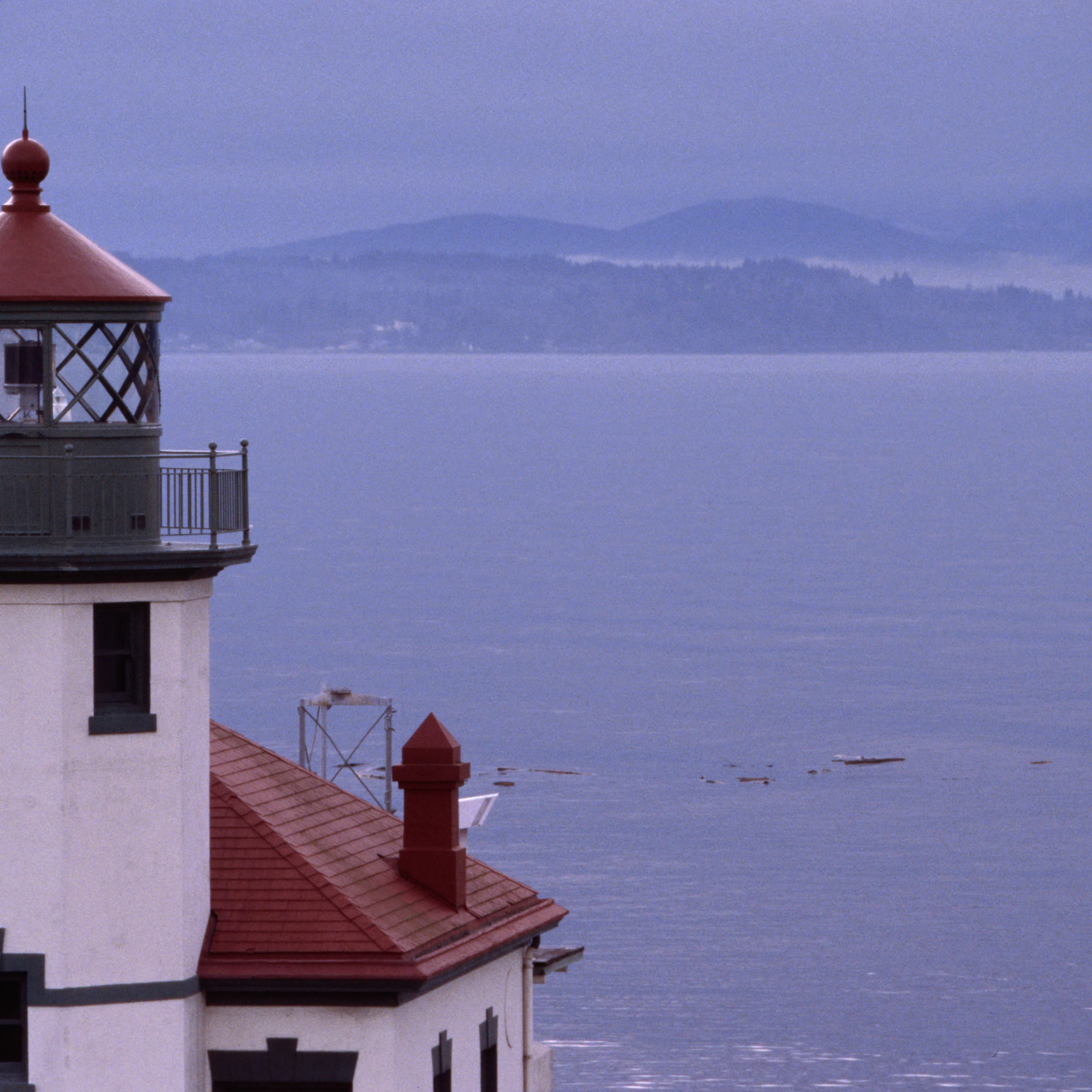Alki Point Light Station on Alki Beach, the southern entrance to Seattle's harbour.
