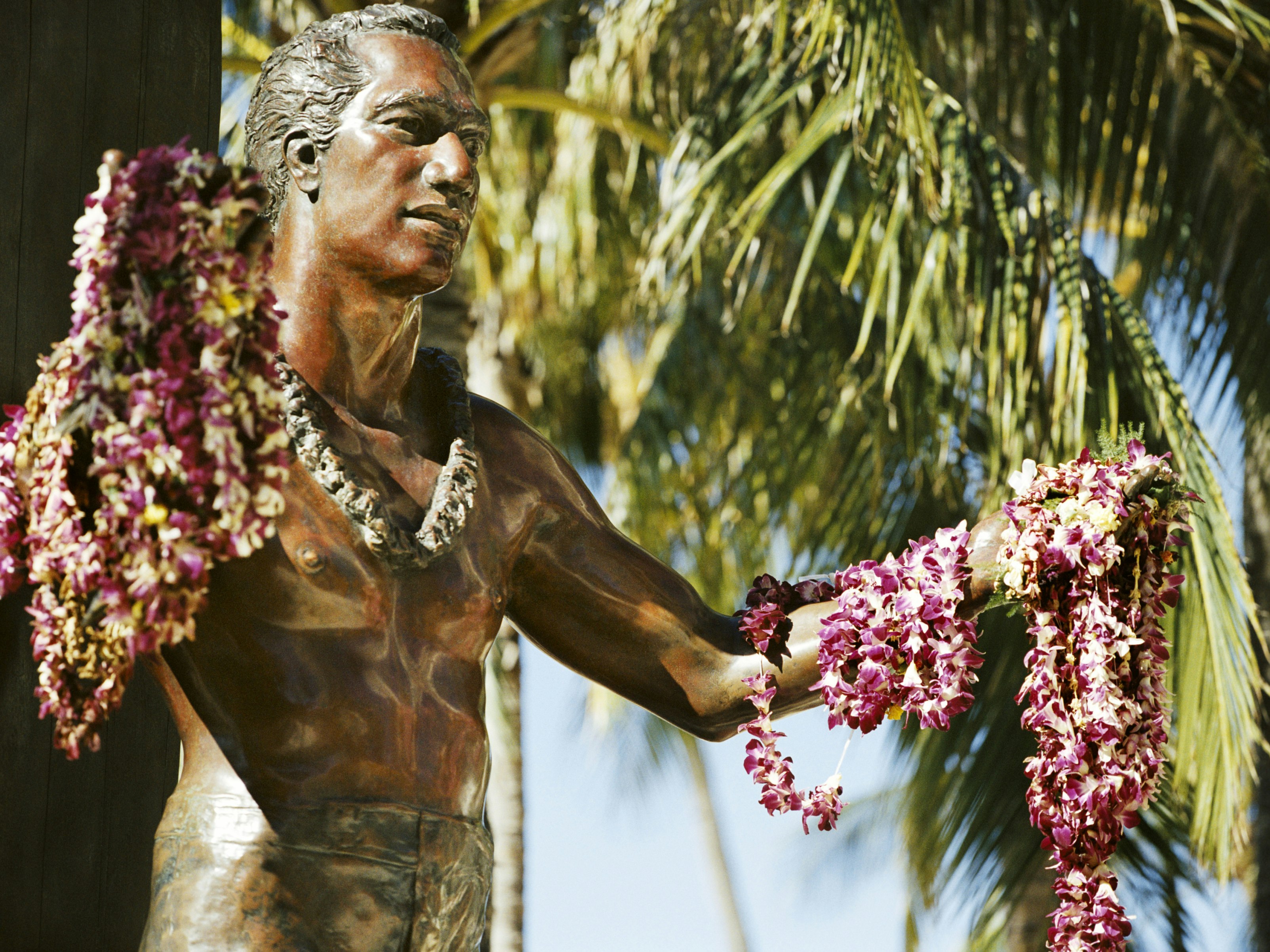 Duke Paoa Kahanamoku statue on Waikiki Beach in Hawaii