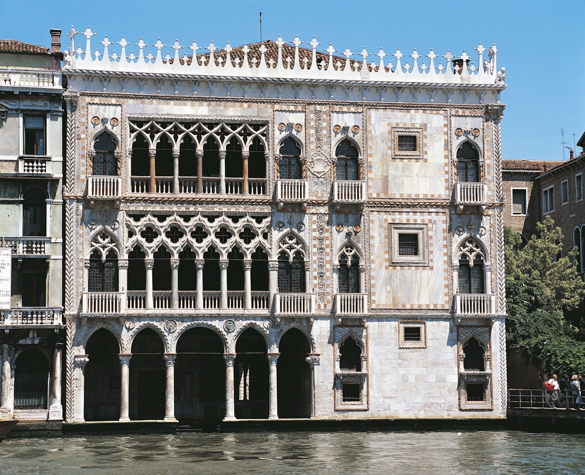 Italy, Venice, facade of Ca' d'Oro, 1440, in flamboyant Gothic style, (UNESCO World Heritage List, 1987), 15th-19th century