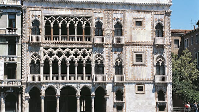 Italy, Venice, facade of Ca' d'Oro, 1440, in flamboyant Gothic style, (UNESCO World Heritage List, 1987), 15th-19th century