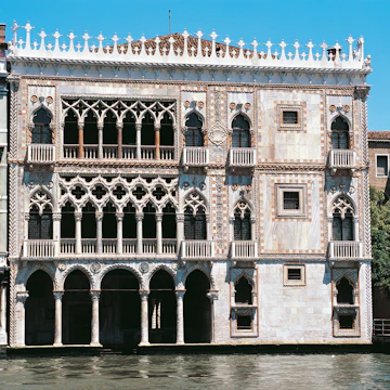 Italy, Venice, facade of Ca' d'Oro, 1440, in flamboyant Gothic style, (UNESCO World Heritage List, 1987), 15th-19th century