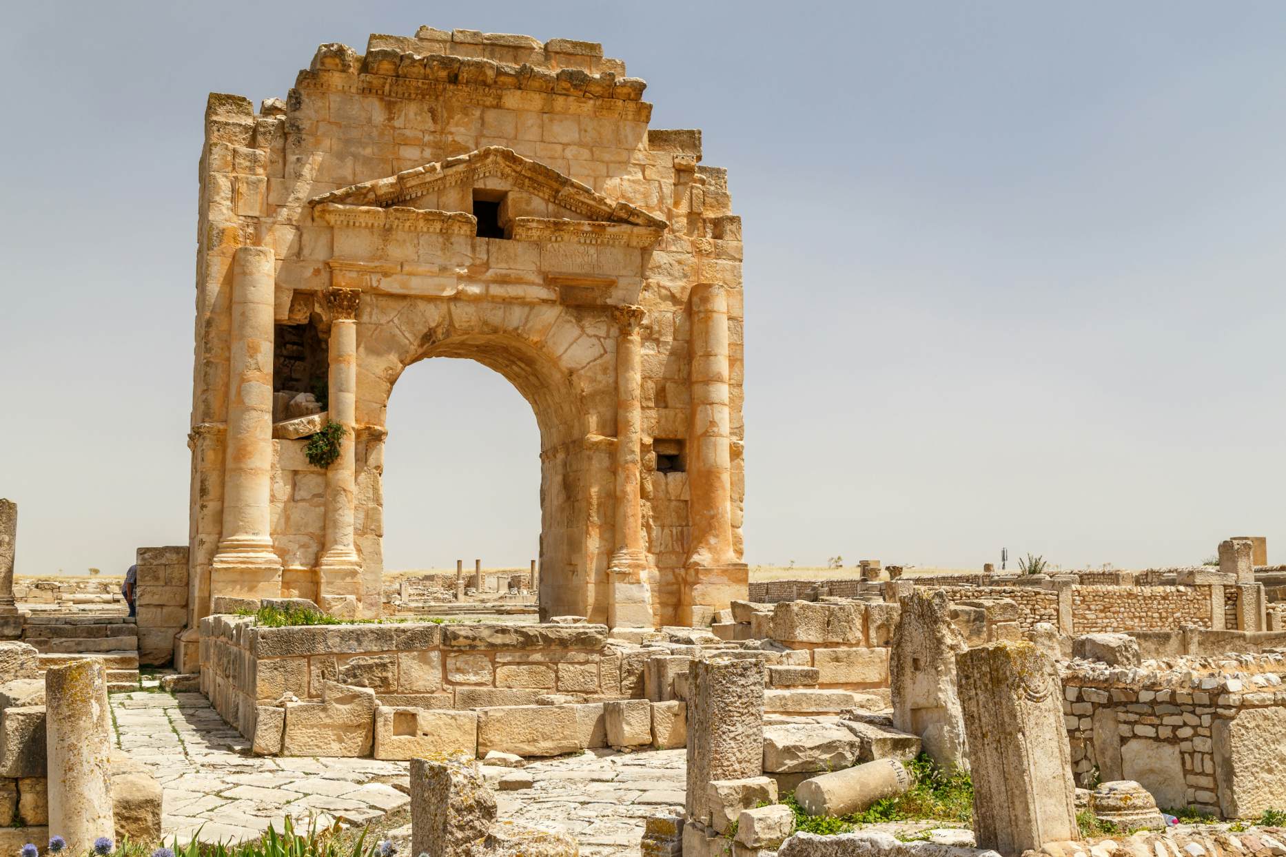 Ruins of the ancient Roman town Mactaris (modern Maktar), Tunisia; Shutterstock ID 1105238282