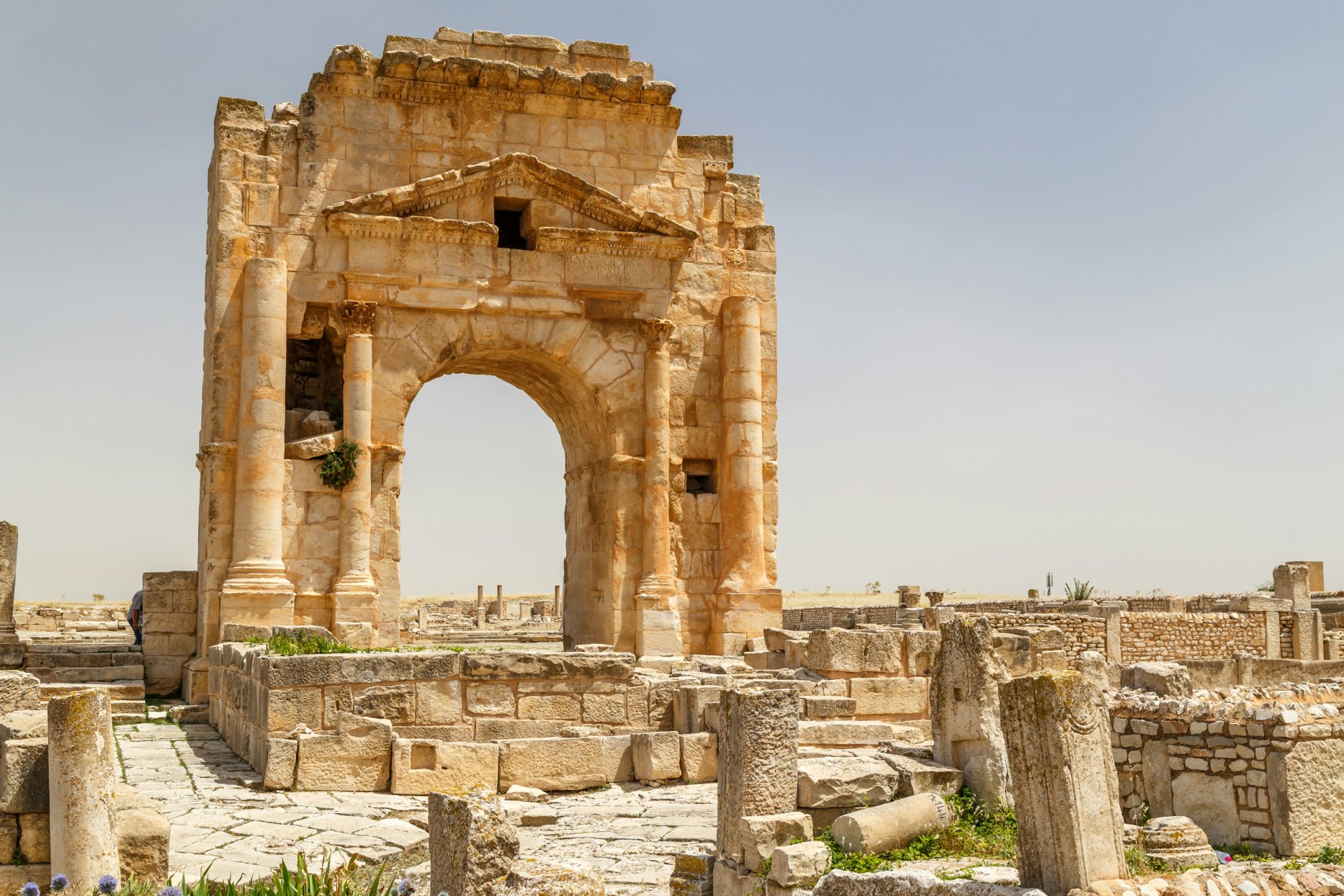 Ruins of the ancient Roman town Mactaris (modern Maktar), Tunisia; Shutterstock ID 1105238282