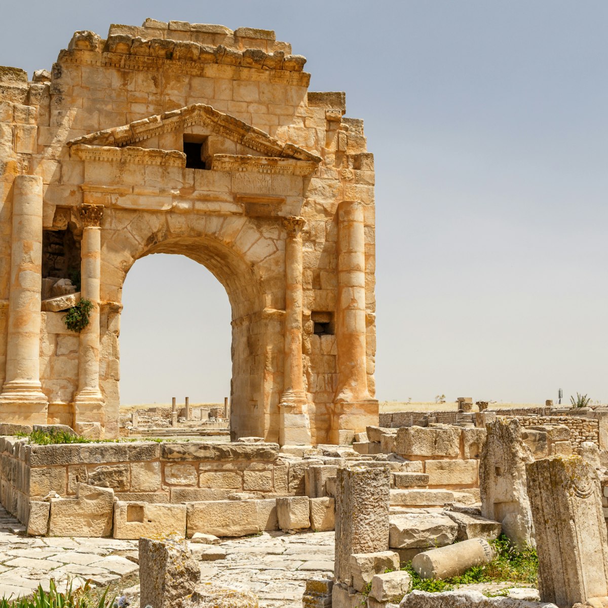 Ruins of the ancient Roman town Mactaris (modern Maktar), Tunisia; Shutterstock ID 1105238282