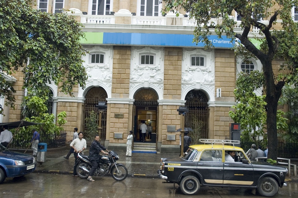 Exterior of Standard Charter building on Mahatma Gandhi Road.