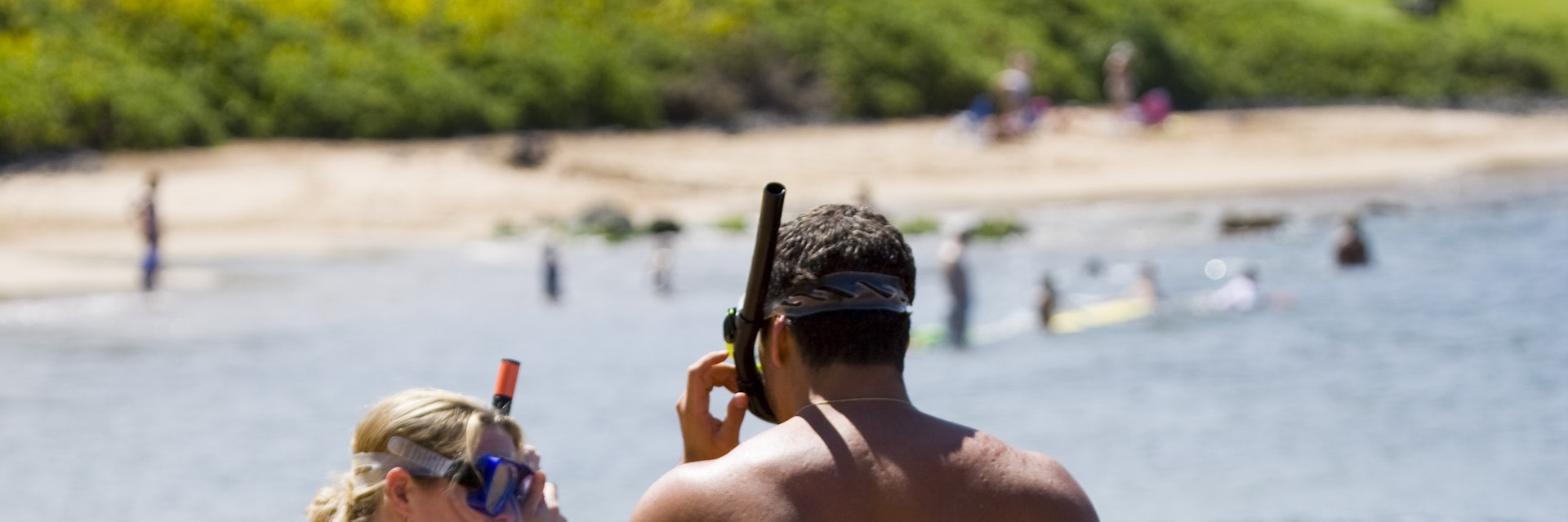 Putting on the snorkel, Ulua Beach, South West Maui.