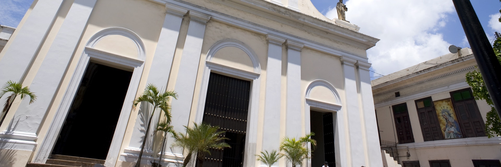 White-washed facade of Cathedral de San Juan.