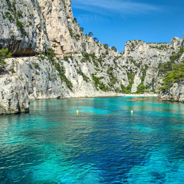 Colorful kayaks in the famous French fjords,Calanques national park, Calanque d'En Vau bay, Cassis,Marseille, Southern France, Europe; Shutterstock ID 552162244