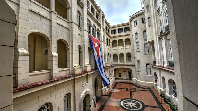 In the courtyard area of the Museum of the Revolution in Old Havana, Cuba...Cuba, February 2015 before changes in U.S.-Cuba relations began. Trip via UCLA Alumni Travel