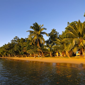 Idyllic sandy beach and clean water at Ile Sainte Marie, Madagascar, Indian Ocean, Africa