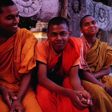 Monks at Mahabodhi Temple.