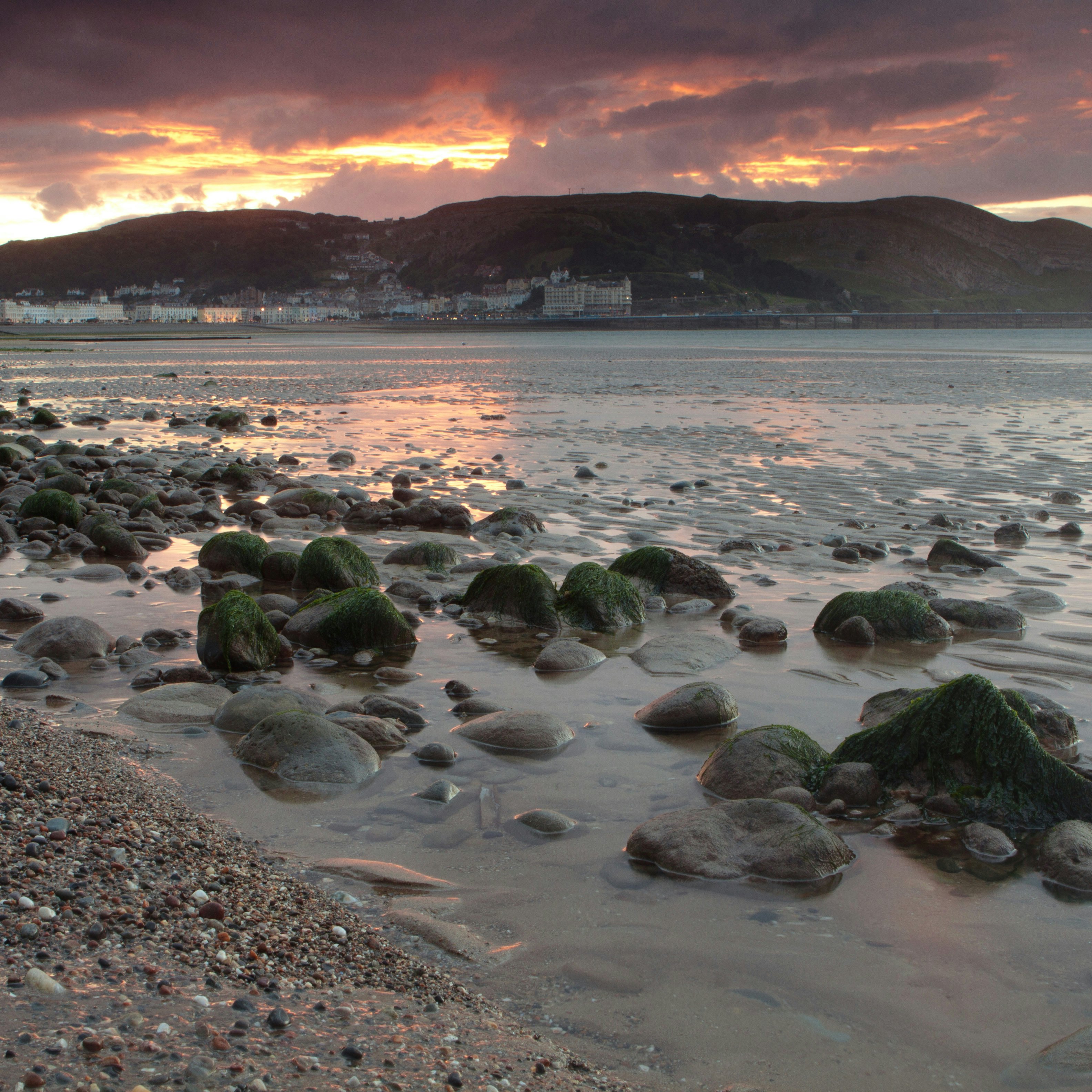 Llundudno beach at sundown with the Great Orme