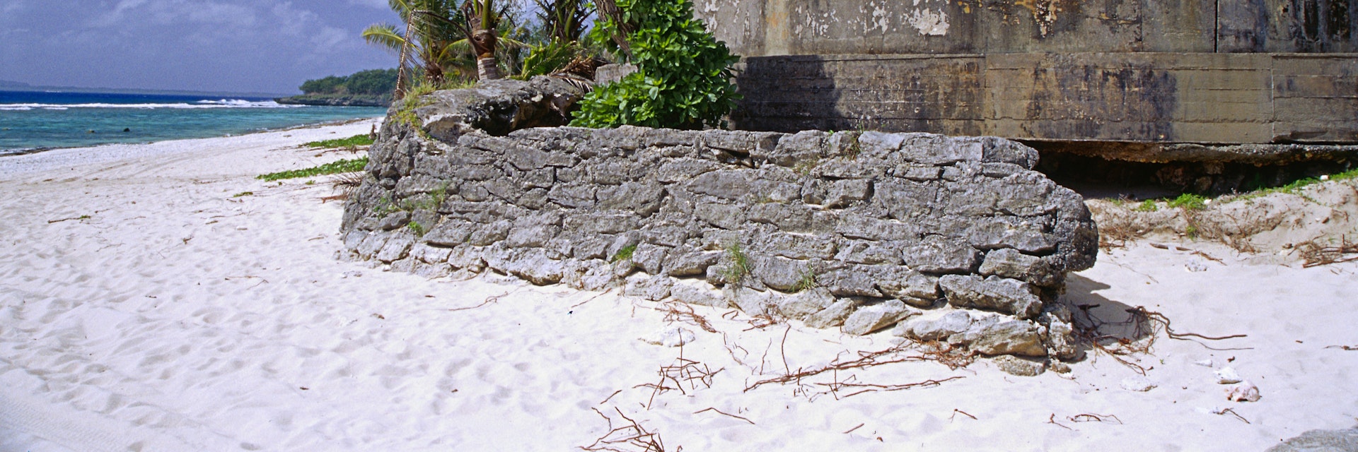 Obyan beach with WWII bunker, Saipan, Mariana Islands