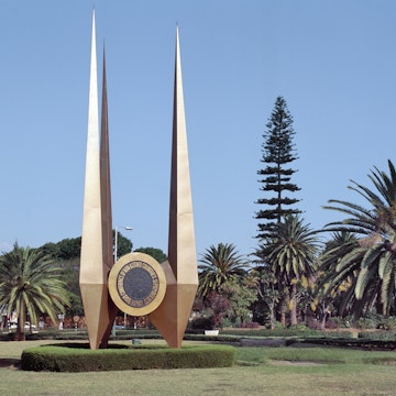 Zambia, Central Zambia, An impressive monument erected on a large round about in Lusaka, Zambias capital, to commemorate its hosting of the third conference of non-aligned nations in 1970..