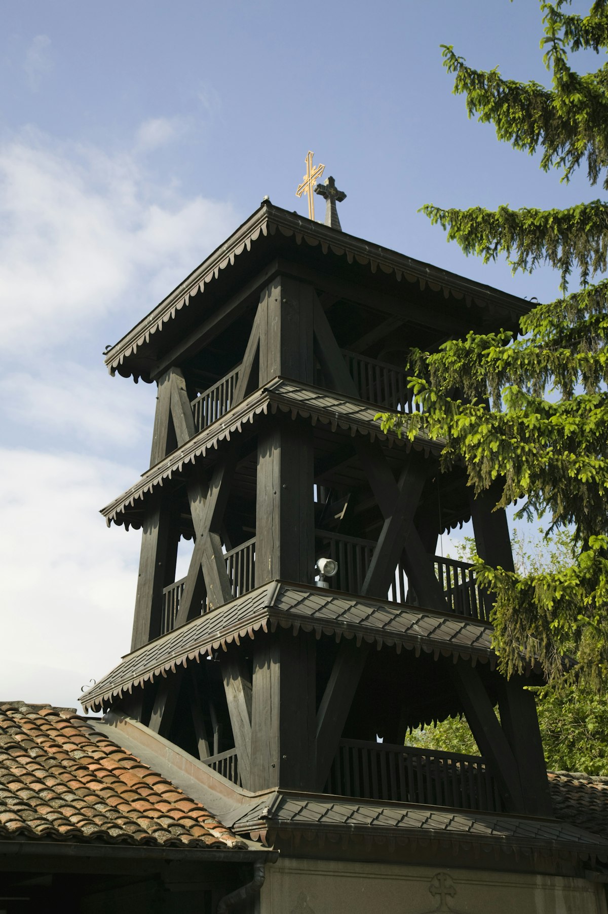 Macedonia, Skopje, Carsija Old Town, Sveti Spas Church Wooden Belltower