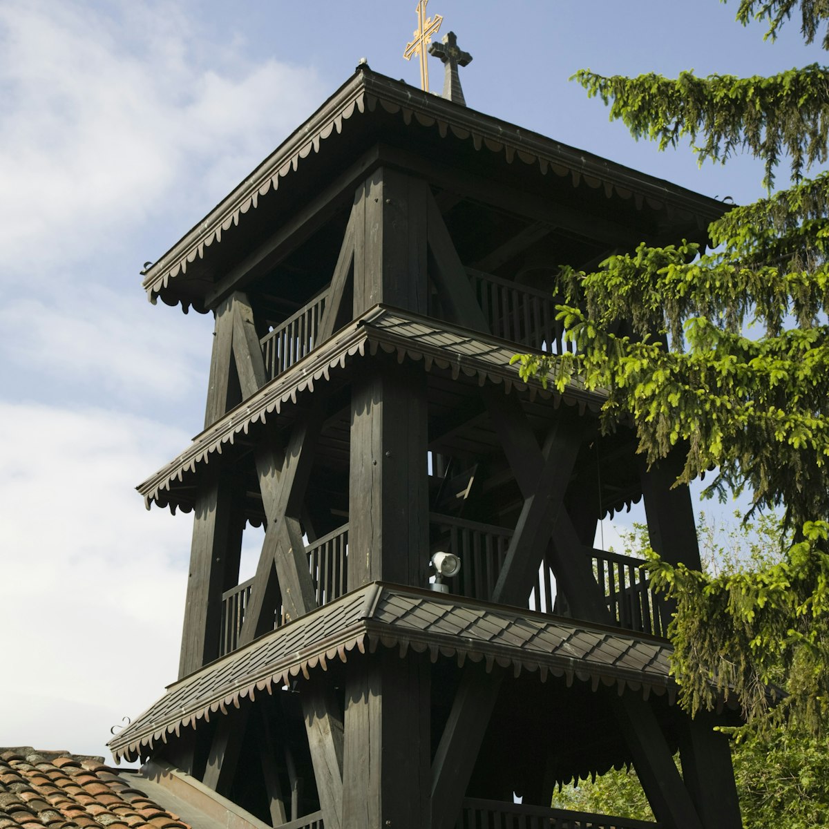 Macedonia, Skopje, Carsija Old Town, Sveti Spas Church Wooden Belltower