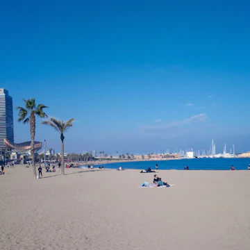 Barceloneta Beach with Frank Gehry's Fish sculpture in the background