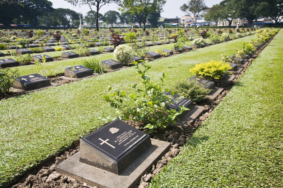 Allied War Cemetery - the final resting place for World War II prisoners who died building the Thailand-Burma railway. Kanchanaburi, Thailand.