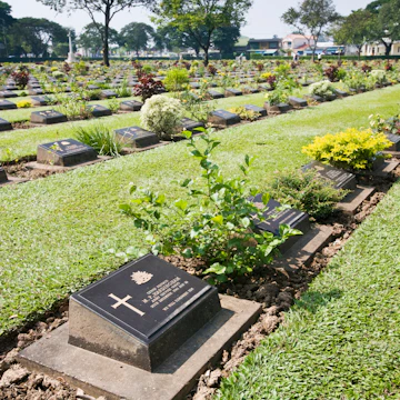 Allied War Cemetery - the final resting place for World War II prisoners who died building the Thailand-Burma railway. Kanchanaburi, Thailand.