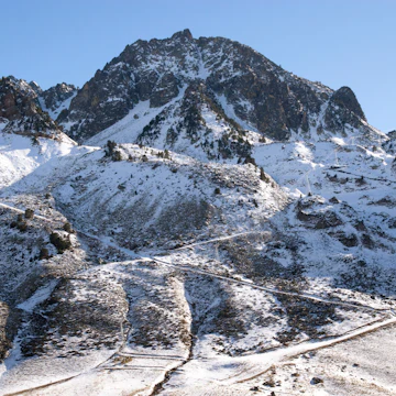 France, Hautes-Pyrenees, Pic du Midi and Domaine du Tourmalet area in winter