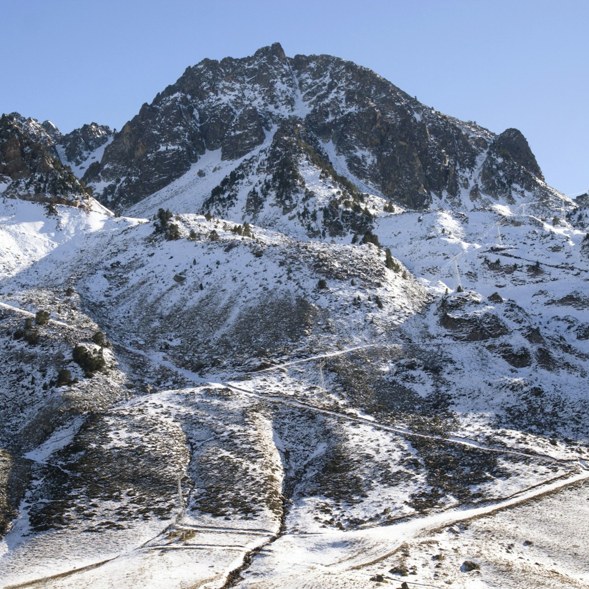 France, Hautes-Pyrenees, Pic du Midi and Domaine du Tourmalet area in winter