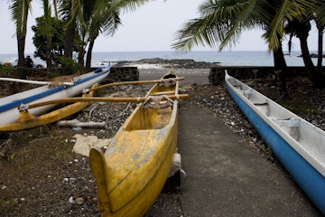 Canoes at Miloli Beach, South Kona.