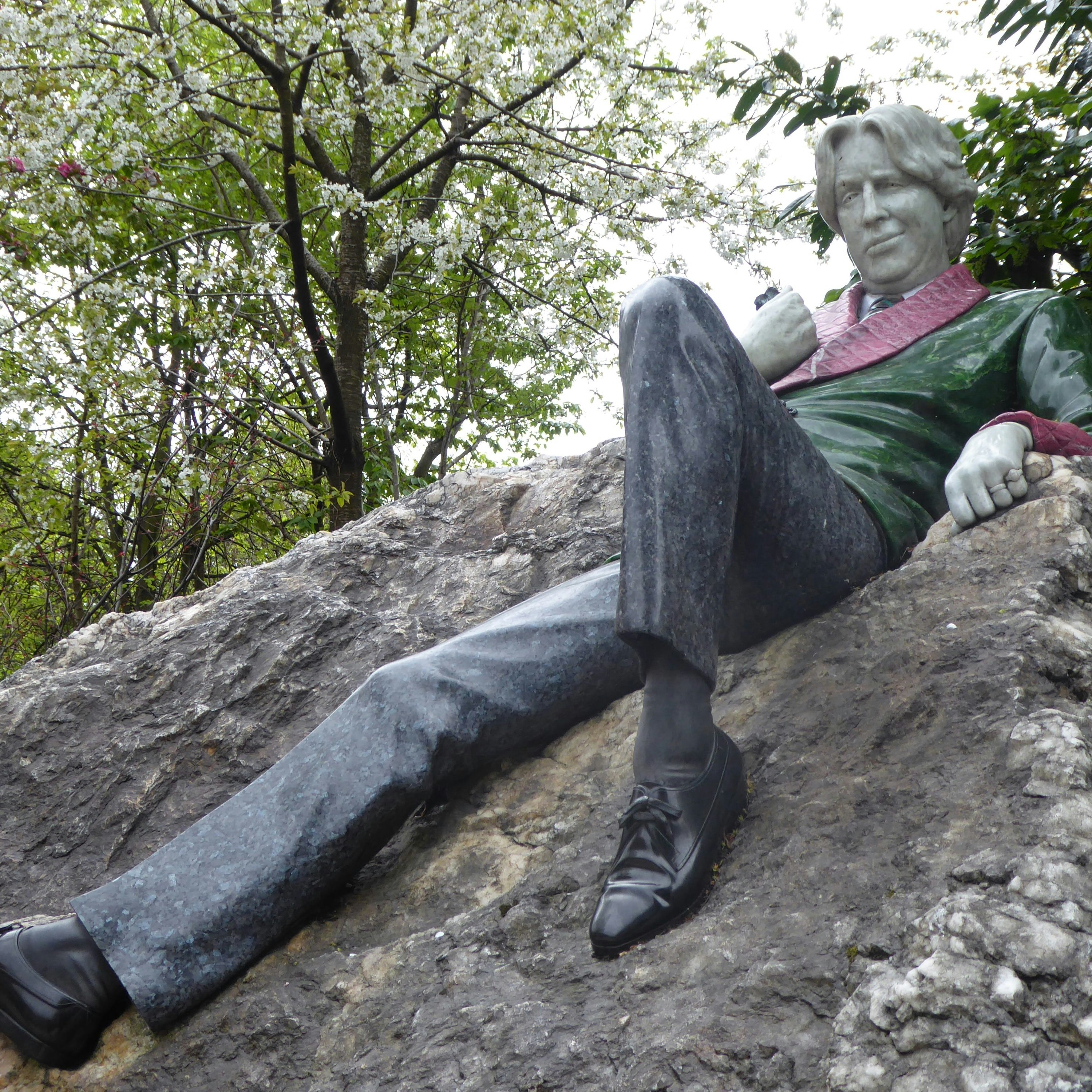Merrion Square's statue of Oscar Wilde, complete with smirk and smoking jacket