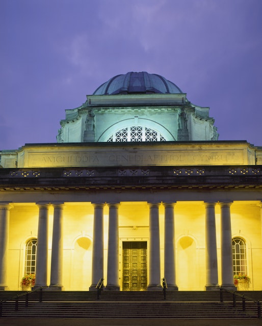 National Museum and Gallery at night, Cardiff, Wales