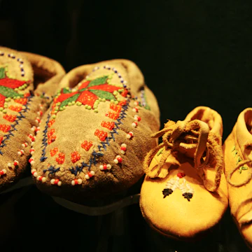 Traditional Osoyoos buckskin and beading on display at Nk'Mip Desert Cultural Centre