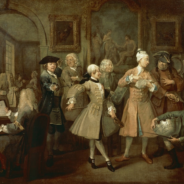 UNITED KINGDOM - CIRCA 2002: The toilette, by William Hogarth (1697-1764), from the series A rake's progress. (Photo by DeAgostini/Getty Images); London, Sir John Soane'S Museum. (Photo by DeAgostini/Getty Images)