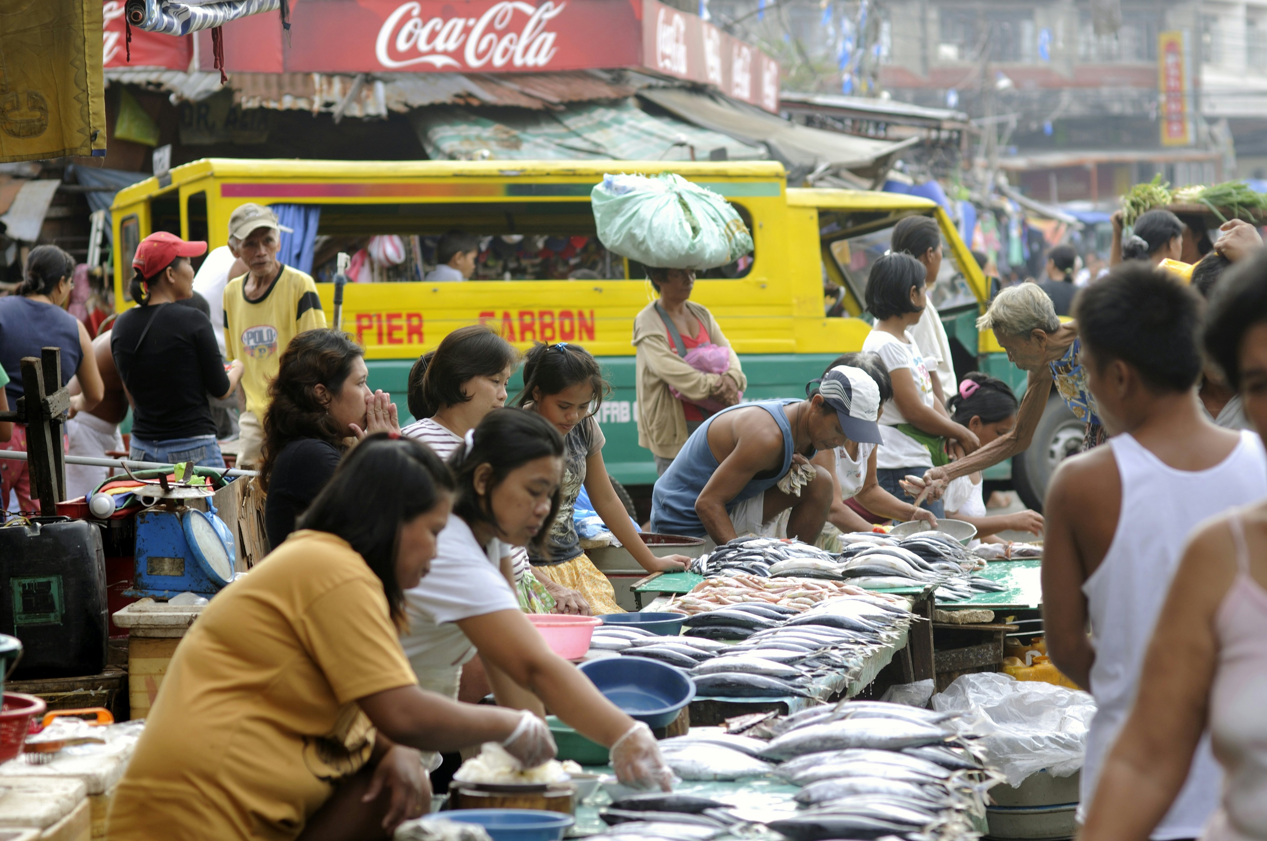 Carbon market fish stalls in downtown.