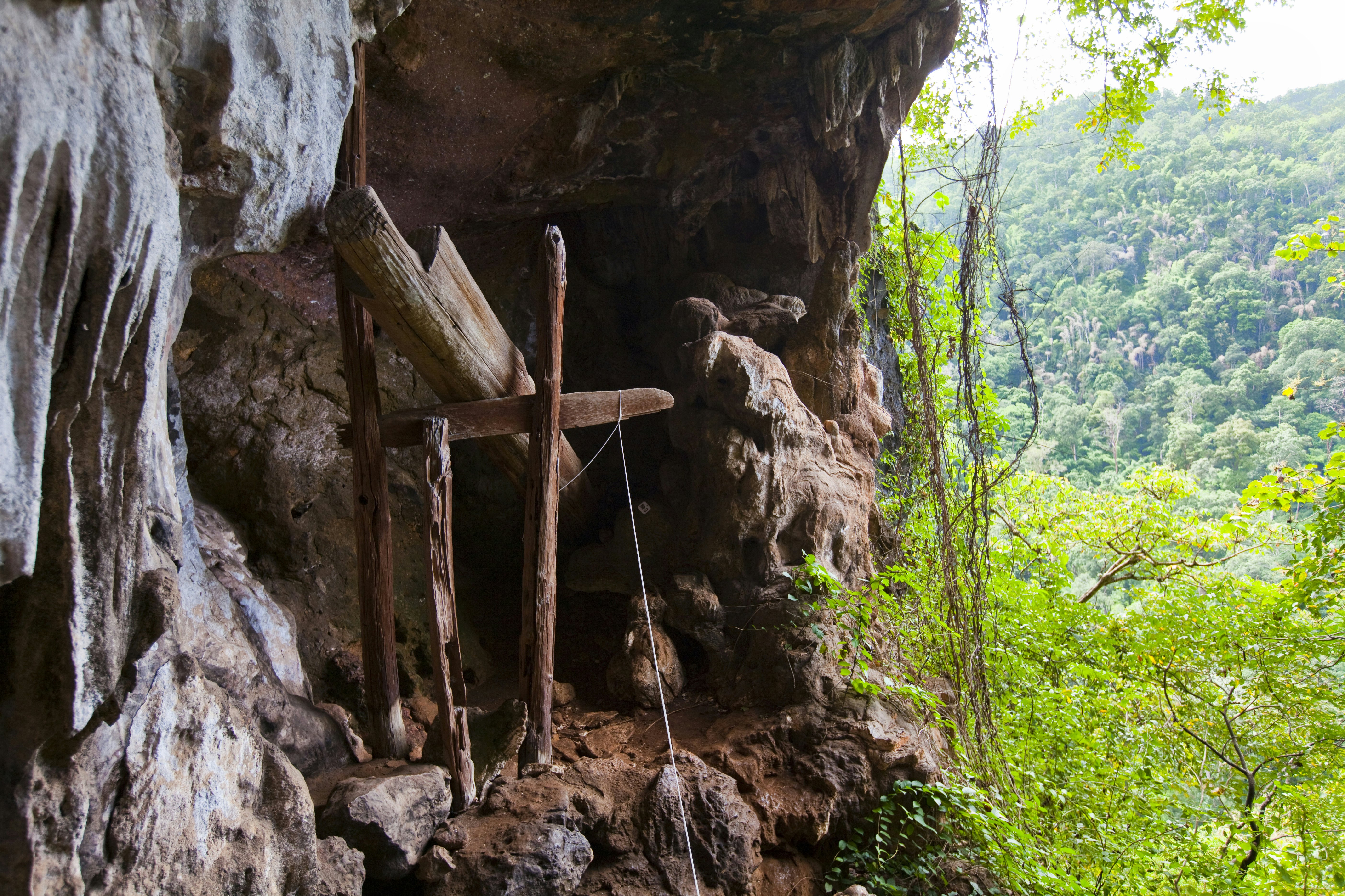 Coffin Cave near Mae Hong Son, where human remains have been found suspended in burial.
